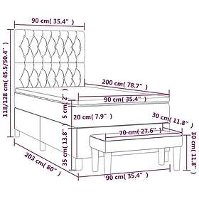 vidaXL Ramsäng med madrass mörkgrå 90x200 cm sammet 3138002