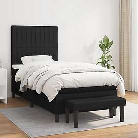 vidaXL Ramsäng med madrass svart 90x190 cm tyg 3136719
