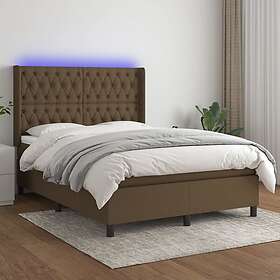 vidaXL Ramsäng med madrass & LED mörkbrun 140x200 cm tyg 3138560