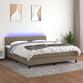 vidaXL Ramsäng med madrass & LED taupe 180x200 cm tyg 3133417