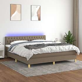 vidaXL Ramsäng med madrass & LED taupe 180x200 cm tyg 3133977