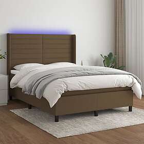 vidaXL Ramsäng med madrass & LED mörkbrun 140x190 cm tyg 3138392