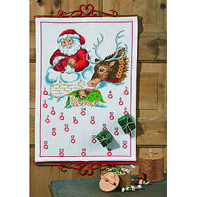 Permin Broderikit Julkalender Tomte i Skorsten 38 x 50 cm