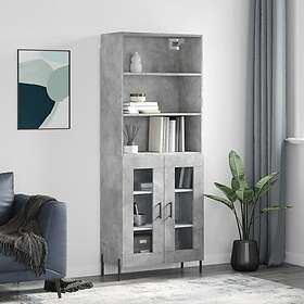 vidaXL Högskåp betonggrå 69,5x34x180 cm konstruerat trä 3189329