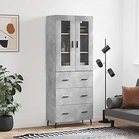 vidaXL Högskåp betonggrå 69.5x34x180 cm konstruerat trä 3198421