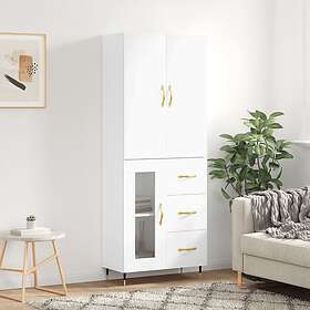 vidaXL Högskåp vit 69.5x34x180 cm konstruerat trä 3195939