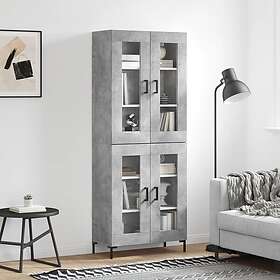 vidaXL Högskåp betonggrå 69.5x34x180 cm konstruerat trä 3198277