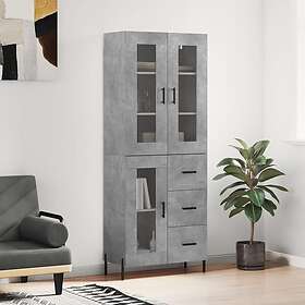 vidaXL Högskåp betonggrå 69.5x34x180 cm konstruerat trä 3198605