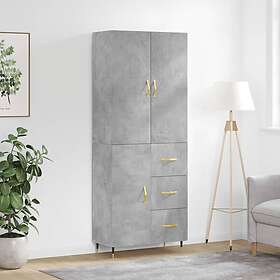 vidaXL Högskåp betonggrå 69,5x34x180 cm konstruerat trä 3195887
