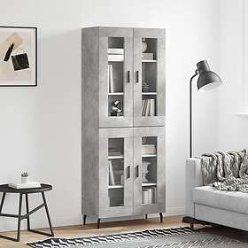 vidaXL Högskåp betonggrå 69.5x34x180 cm konstruerat trä 3198293