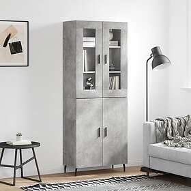 vidaXL Högskåp betonggrå 69.5x34x180 cm konstruerat trä 3198229