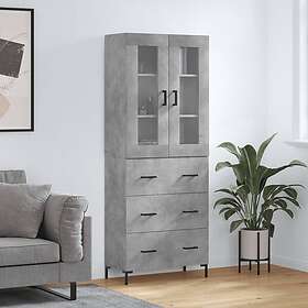 vidaXL Högskåp betonggrå 69.5x34x180 cm konstruerat trä 3198405