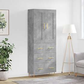 vidaXL Högskåp betonggrå 69,5x34x180 cm konstruerat trä 3199741