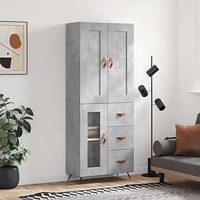 vidaXL Högskåp betonggrå 69.5x34x180 cm konstruerat trä 3199917