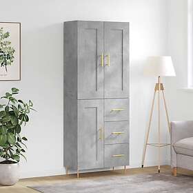 vidaXL Högskåp betonggrå 69.5x34x180 cm konstruerat trä 3199997