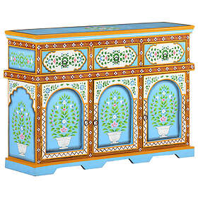 vidaXL Handmålad skänk flerfärgad 110x30x76 cm massivt mangoträ 321662