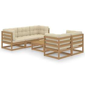 vidaXL Loungegrupp med dynor 6 delar massiv furu 3076382