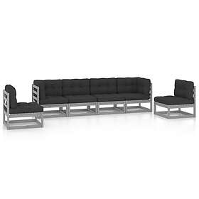vidaXL Loungegrupp med dynor 6 delar massiv furu 3076451