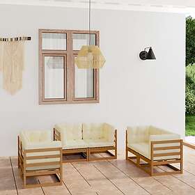 vidaXL Loungegrupp med dynor 6 delar massiv furu 3076492