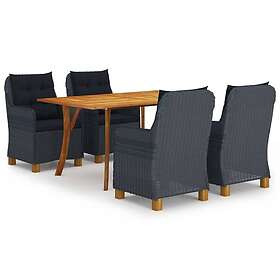 vidaXL Matgrupp för trädgården 5 delar mörkgrå 3072173