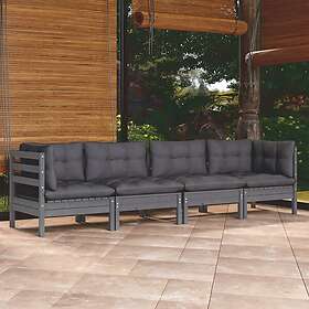 vidaXL Loungegrupp med dynor 4 delar massiv furu 3096150