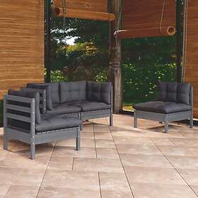 vidaXL Loungegrupp med dynor 4 delar massiv furu 3096174
