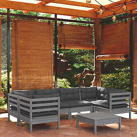 vidaXL Loungegrupp med dynor 7 delar grå massiv furu 3097303