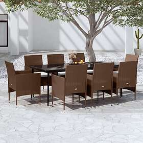 vidaXL Ensemble de salle à manger de jardin avec coussins 9 pièces marron et noi