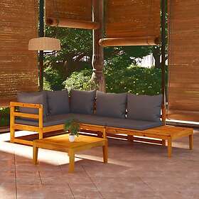 vidaXL Loungegrupp för trädgården med mörkgråa dynor 4 delar akacia 3087277