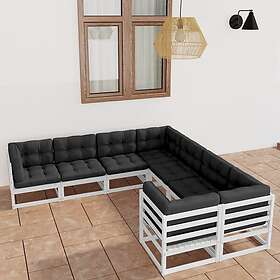 vidaXL Loungegrupp med dynor 8 delar vit massiv furu 3077025