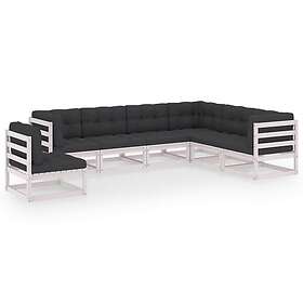 vidaXL Loungegrupp med dynor 7 delar vit massiv furu 3076815