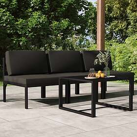 vidaXL Loungegrupp för trädgården 4 delar med dynor aluminium antracit 3107784