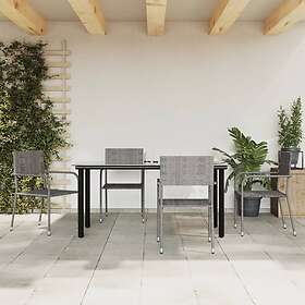 vidaXL Matgrupp för trädgården 5 delar grå svart konstrottning & stål 3203300