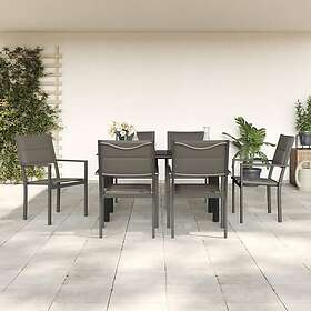 vidaXL Matgrupp för trädgården 7 delar svart stål och textilen 3200745