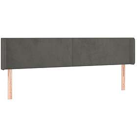 vidaXL Sänggavel med kanter mörkgrå 203x16x78/88 cm sammet 3118555