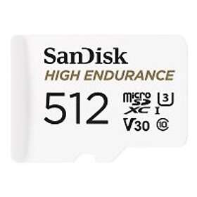 SanDisk High Endurance microSDXC 512GB SD Adapter for dash cams & home monitoring up to 20000 Hours Full HD 4K videos up to 10