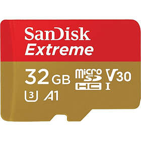 SanDisk Minneskort Microsdhc Extreme 32Gb+Adap Funkar Med Gopro Mess 100Mb/S A1