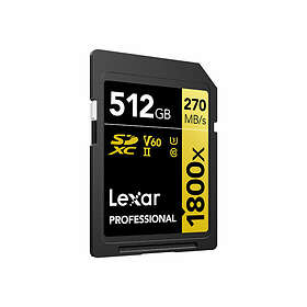 Lexar SDXC Pro 1800x 512GB 270MB/S UHS-II U3 V60