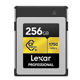 Lexar Professional GOLD-serien 256 GB CFexpress kort, typ B CF Kort, Upp till 1750 MB/s Läs, Använd PCIe 3,0 NVMe, CompactFlash Minneskort f