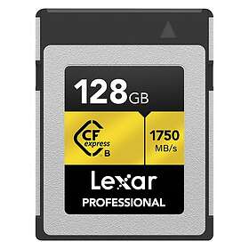 Lexar Professional GOLD-serien 128 GB CFexpress kort, typ B CF Kort, Upp till 1750 MB/s Läs, Använd PCIe 3.0 NVMe, CompactFlash Minneskort f