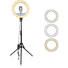 AGM 18 tums LED-selfie-ringljus med ministativ, telefonhållare Bluetooth-fjärrkontroll för live-streaming, fotografering, videografi