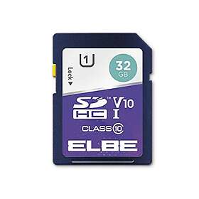 Elbe SD-1032 32 GB SDHC-minneskort (upp till 100 MB/s, Class 10, U1, V10, Full HD 1080p video och digital fotografering)
