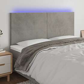 vidaXL Sänggavel LED ljusgrå 160x5x118/128 cm sammet 3122198