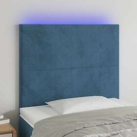 vidaXL Sänggavel LED mörkblå 90x5x118/128 cm sammet 3122184