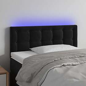 vidaXL Sengegavl LED svart 100 x 5 78/88 cm sammet 3122090