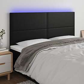 vidaXL Sänggavel LED svart 180x5x118/128 cm konstläder 3122246