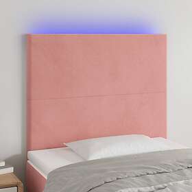 vidaXL Sänggavel LED rosa 80x5x118/128 cm sammet 3122179