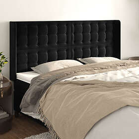 vidaXL Sänggavel med kanter svart 163x16x118/128 cm sammet 3120070