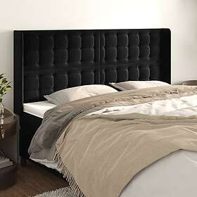 vidaXL Sänggavel med kanter svart 183x16x118/128 cm sammet 3120076