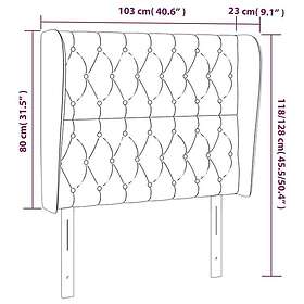 vidaXL Sänggavel med kanter svart 103x23x118/128 cm sammet 3118336